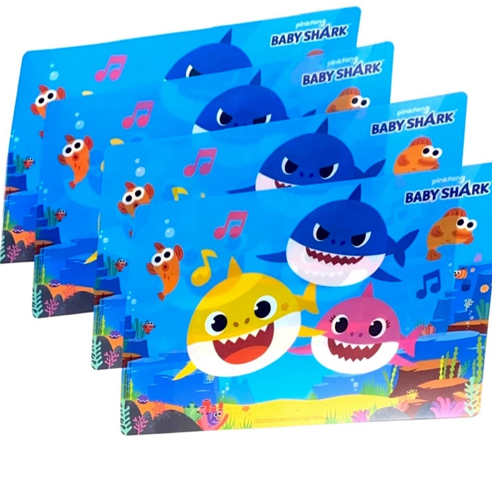 Baby Shark Fun Colorful Plastic Table Placemats - 4 Included!!